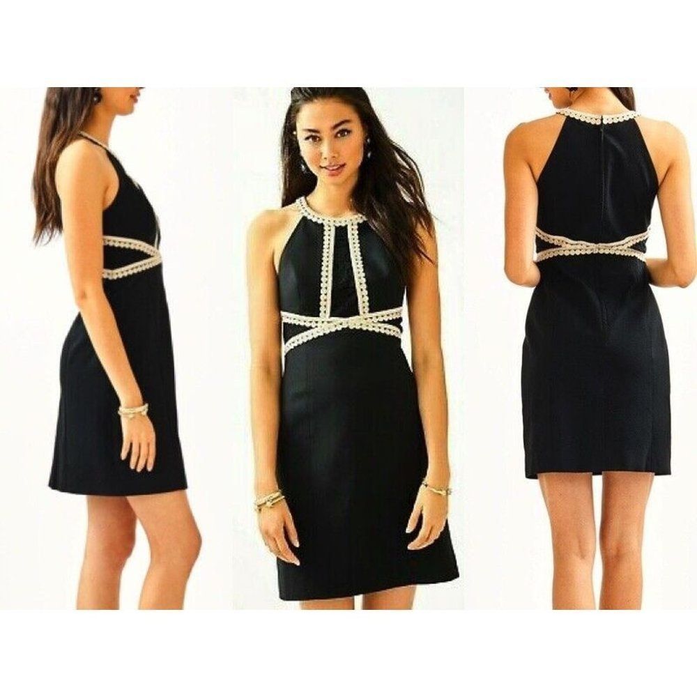 Lilly Pulitzer Black Mini Dress with Cream Trim